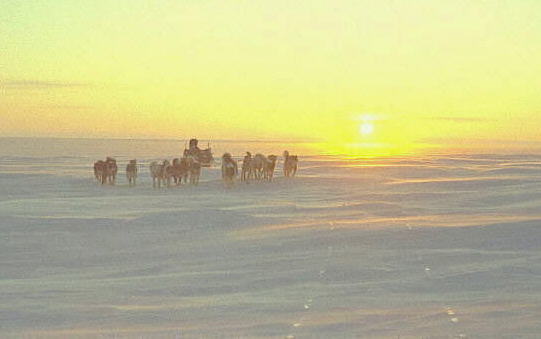 Midnat på Indlandsisen 300 km nord for Thule